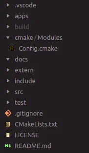 C++ project with directory structure with custom CMake modules